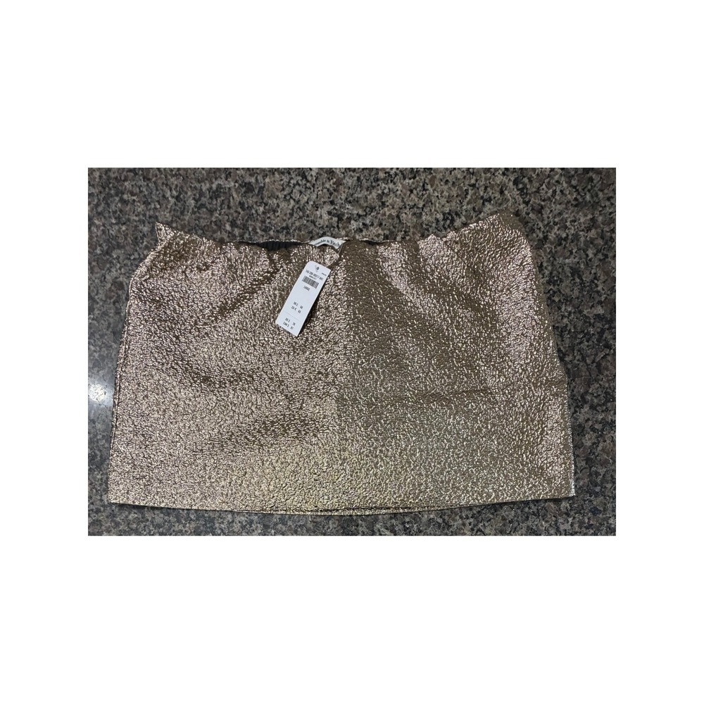 Abercrombie & Fitch Womens Gold Metallic Textured Mini Skort L 143-200-00317-841